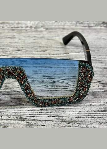 Роскошные женские очки солнцезащитные голубой градиент в шикарных камнях. LIGHT (315889529)