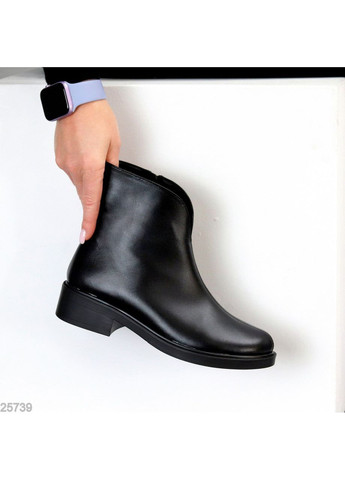 Жіночі зимові черевики Vorin, натуральна шкіра, чорні, утеплені напівшерстю, на низькому ходу No Brand (366290199)