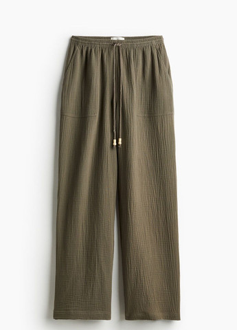 Хаки кэжуал летние брюки H&M