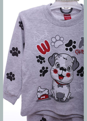 Серая пижама с длинным рукавом с собачкой серая 116 см (43097) BABYKROHA