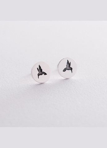 Сережки - пусети Колібрі в сріблі 122645 Oniks (266898298)