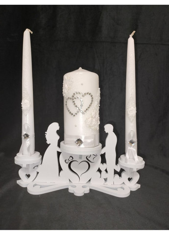 Набір весільних свічок у білому кольорі із сердечками Bispol (365722813)