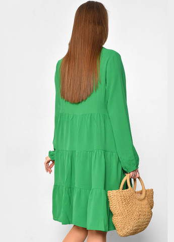 Зеленое кэжуал платье женское зеленого цвета а-силуэт Let's Shop однотонное