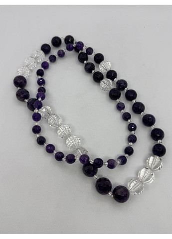 Намисто з аметисту і кварцу 10-20 мм 100 см Фіолетовий No Brand (363829887)