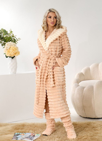 Махровый женский халат миди с капюшоном Selim-tekstil (370678803)