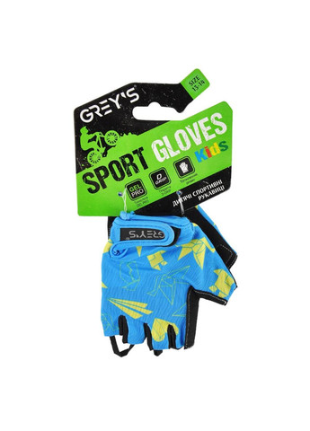 Велоперчатки детские Grey's с короткими пальцами и гелевыми вставками, сине-черные (размер 13-14) GR18725 Greys (322560921)