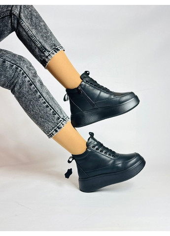 Зимние 228.ш ботинки зимние черные кожаные Hengji