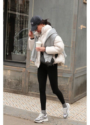 Черные демисезонные утеплённые женские лосины со строчками akta trend Aktasport