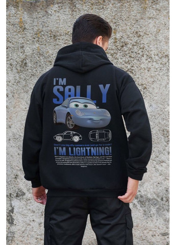 Утеплене зіп худі на флісі зіпер з принтом Sally Kane Black Without (362441437)