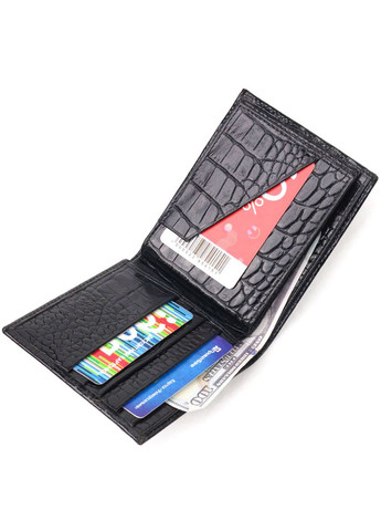 Оригінальний гаманець для чоловіків у два складення з натуральної фактурної шкіри з тисненням під крокодила 21582 Canpellini (331906979)