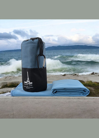 Дорожное спортивное полотенце из микрофибры с чехлом Голубой (A-025668) Love You хаки