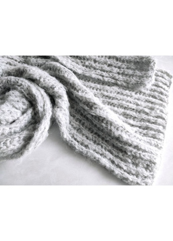 Вязаный зимний шарф ручной работы из мериноса серого цвета. No Brand (370438585)