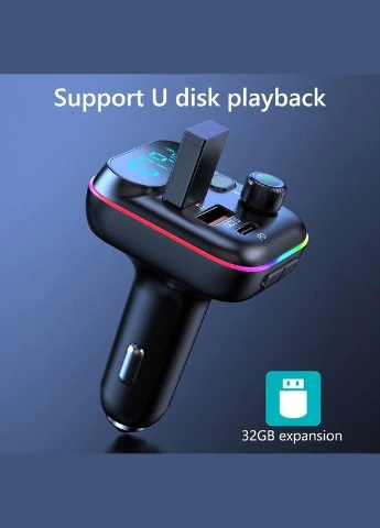 FM-модулятор C29 Car FM Player 2хUSB+Type C Bluetooth, Трансмиттер Mhz (346483575)