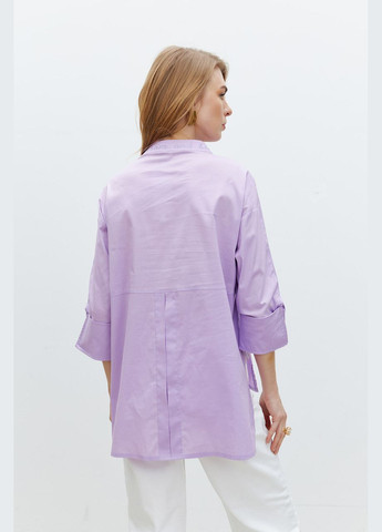 Бузкова демісезонна жіноча сорочка з принтом з бавовни в бузковому кольорі mkrm4130-2 Modna KAZKA