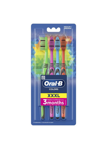 Зубные щетки Colors средняя, 4 шт. Oral-B 8001090675521 (331860259)