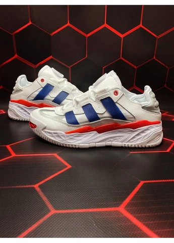 Білі літні кросівки adidas niteball white blue red адідас найтбол No Brand