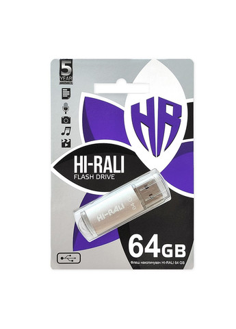 USB флеш-накопичувач Rocket 64gb Сталевий Hi-Rali (370440283)