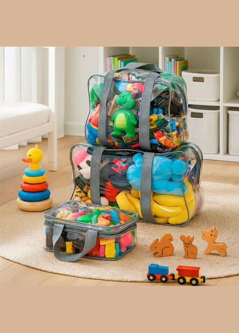 Універсальний набір із 3-х прозорих сумок-органайзерів (M + L + XL) для пологового будинку та зберігання речей LoveYouHome (373293786)