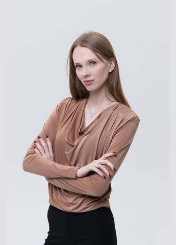 Бронзовая демисезонная женская блуза с длинным рукавом цвет бронзовый цб-00233759 TILLE