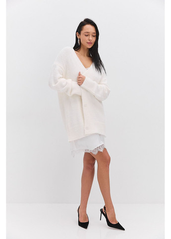 Атласна спідниця міні молочна з мереживом внизу розмір Arjen (373682127)