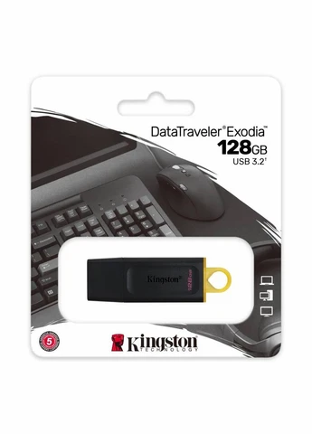 USB флеш накопичувач 128GB DT Exodia Black/Yellow USB 3.2 (DTX/128GB) Kingston (382076818)