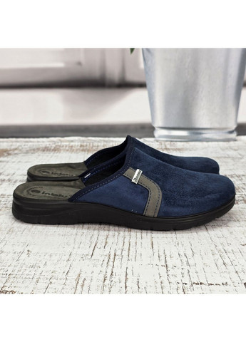 Синие тапочки мужские синие теплые с закрытым носком Inblu