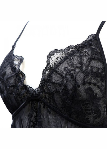 Сорочка эротическая, размер, с вышивкой и подкладкой из сетки, черная UPKO (334709501)