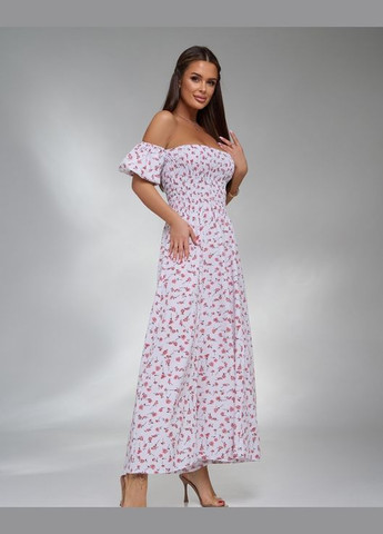 Білий повсякденний сукні бебі долл ISSA PLUS з квітковим принтом