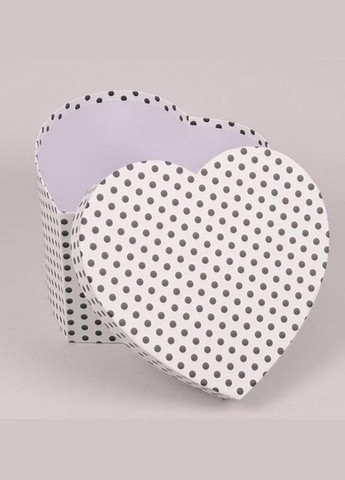 Комплект белых коробок для цветов Сердце в черный горошек 3 шт. 39890 Flora (311202672)