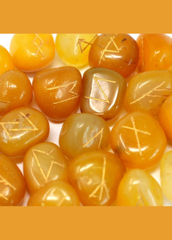 Скандинавські руни з натурального каміння. Набір з Жовтого оніксу з мішечком No Brand (300159251)