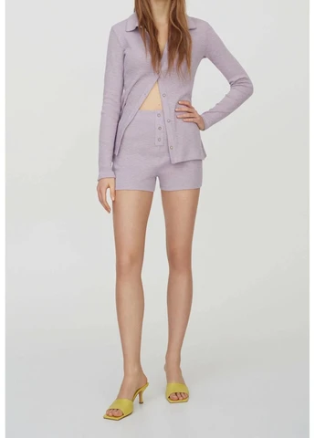 Шорты женские Pull&Bear трикотажные в рубчик лавандовые, S No Brand (401294996)