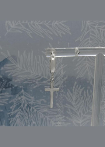 Срібна висяча сережка "Хрестик маленький" No Brand (350667080)