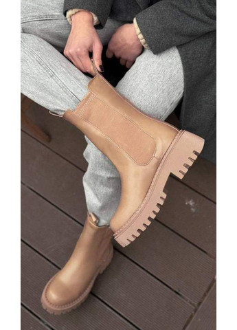 Зимние ботинки женские mei de li зимние бежевые Meideli прессованная кожа