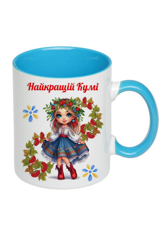 Чашка з друком "Найкращій кумі" 330мл (колір блакитний) (21798) No Brand (315896755)