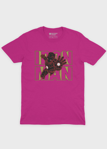 Рожева демісезонна футболка для дівчинки з принтом супергероя - залізна людина (ts001-1-fuxj-006-016-008-g) Modno