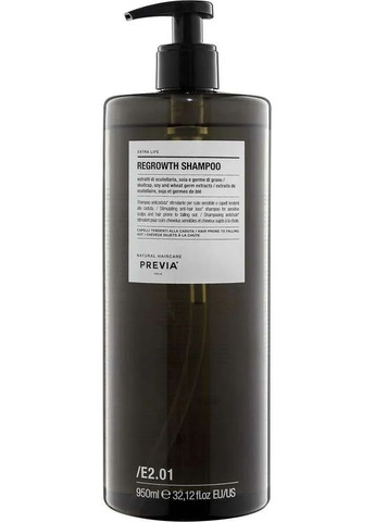 Шампунь проти випадіння волосся Extra Life E2.01 Natural Haircare Regrowth Shampoo 950ml (1454801-29086888) Previa (368623150)