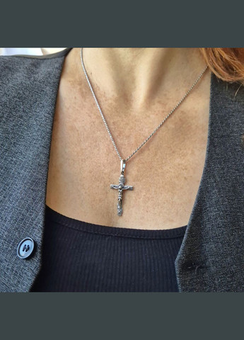 Серебряный прямой крест с распятием черненное серебро 925 пробы 3212ч 2.70г No Brand (306742722)