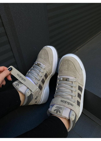 Серые демисезонные кроссовки мужские adidas forum 84 hight grey white адидас форум 84 No Brand