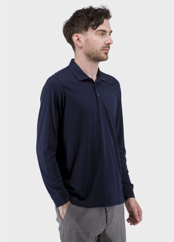 Чоловіча однотонна кофта з довгим рукавом і сорочковим коміром Buke (темносиній, ), 31198 No Brand (331885632)