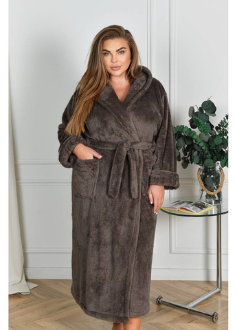 Жіночий теплий махровий халат довгий із капюшоном Nositi (365701105)