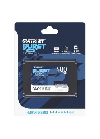 Накопичувач SSD 480GB Burst Elite 2.5" SATAIII TLC (PBE480GS25SSDR) Patriot (332957990)