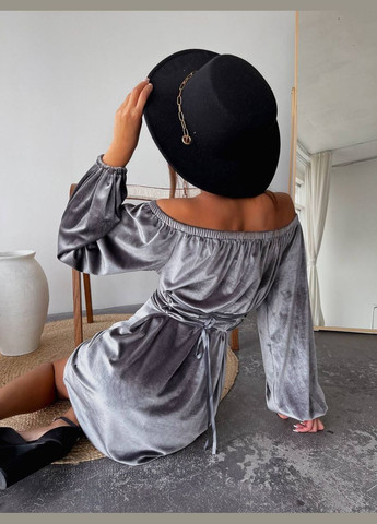 Серое праздничный, коктейльное, откровенный, повседневный, кэжуал, джинсовое, вечернее платье женское No Brand однотонное