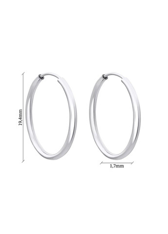 Сережки-кільця зі срібла з родіюванням UMAX (290851738)