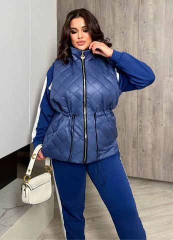 Женский костюм тройка из двунитки с жилеткой из плащевки. Україна (325444301)