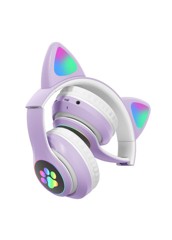 Бездротові Bluetooth-навушники VZV-23M на 400 mah з вушками, Фіолетові / Місячі навушники з підсвіткою No Brand (372714075)