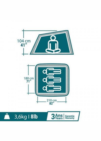 Быстросборная Туристическая Палатка (Трехместная) ARPENAZ Водонепроницаемая Синий Quechua (335052902)
