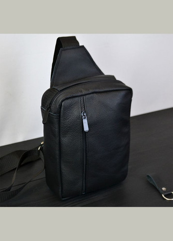 Сумка мужская - кожаная, нагрудная сумка слинг кожаная черная на 3 кармана, мужская сумка на грудь No Brand (306543347)