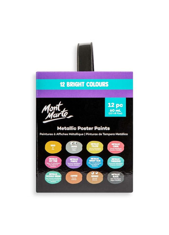 Металлические краски для плакатов постеров Metallic Poster Paints 12pc x 60ml Mont Marte (369802643)