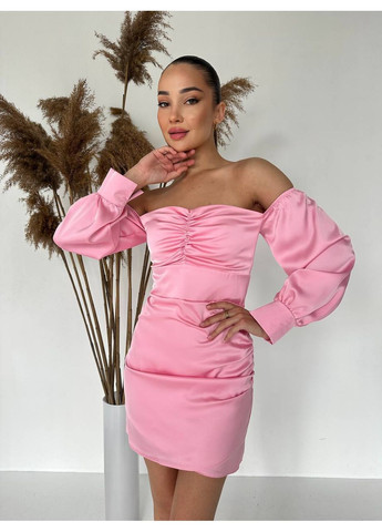 Рожева вечірня сукня міні з відкритими плечима Fashion