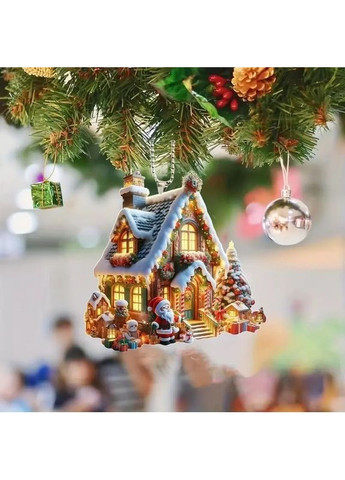 Акрилова підвіска - ялинкова 2D іграшка у вигляді засніженого будиночка No Brand (315101627)